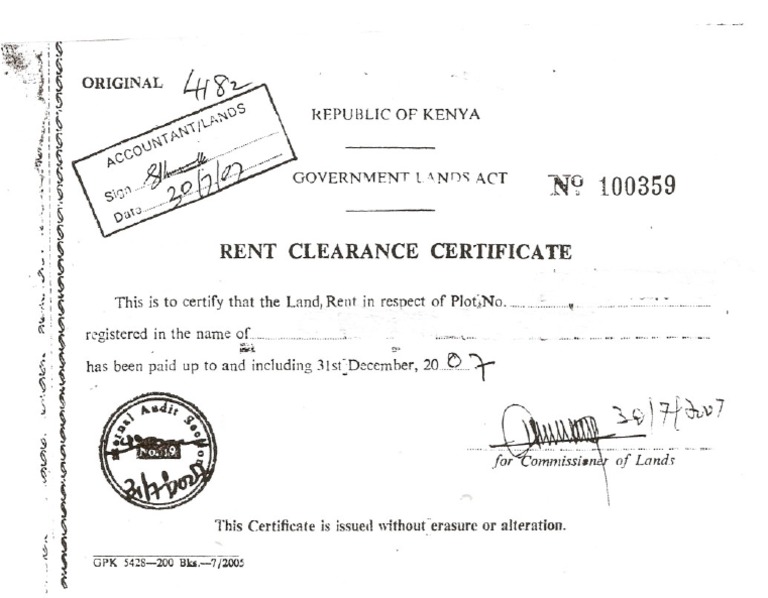 Land Rent Clearance Certificate PDF