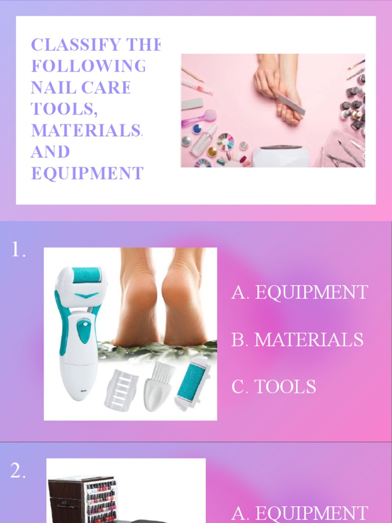 Classify The Following Nail Care Tools, Materials PDF