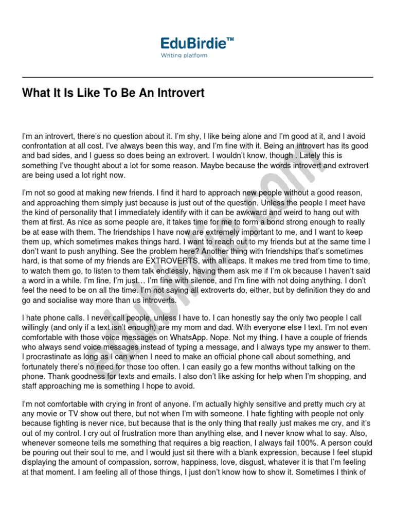 What It Is Like To Be An Introvert | PDF | Extraversion And Introversion