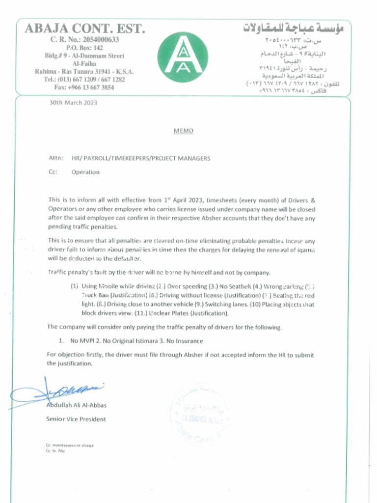 Traffic Penalties Memo 30mar23 PDF PDF