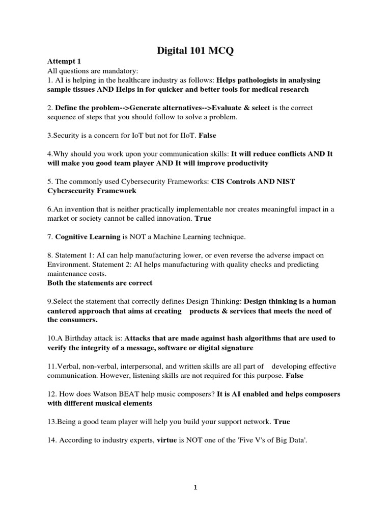 digital-101-mcq-pdf-pdf-artificial-intelligence-intelligence-ai