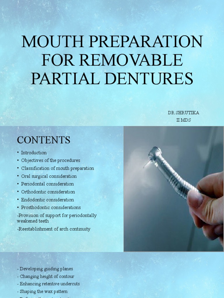 Seminar 12 MOUTH PREPARATION FOR REMOVABLE PARTIAL DENTURES PDF