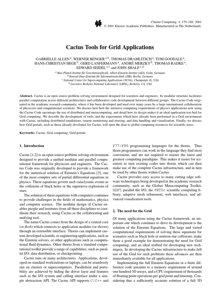 Cactus Tools For Grid Applications | PDF | Grid Computing | Parallel ...