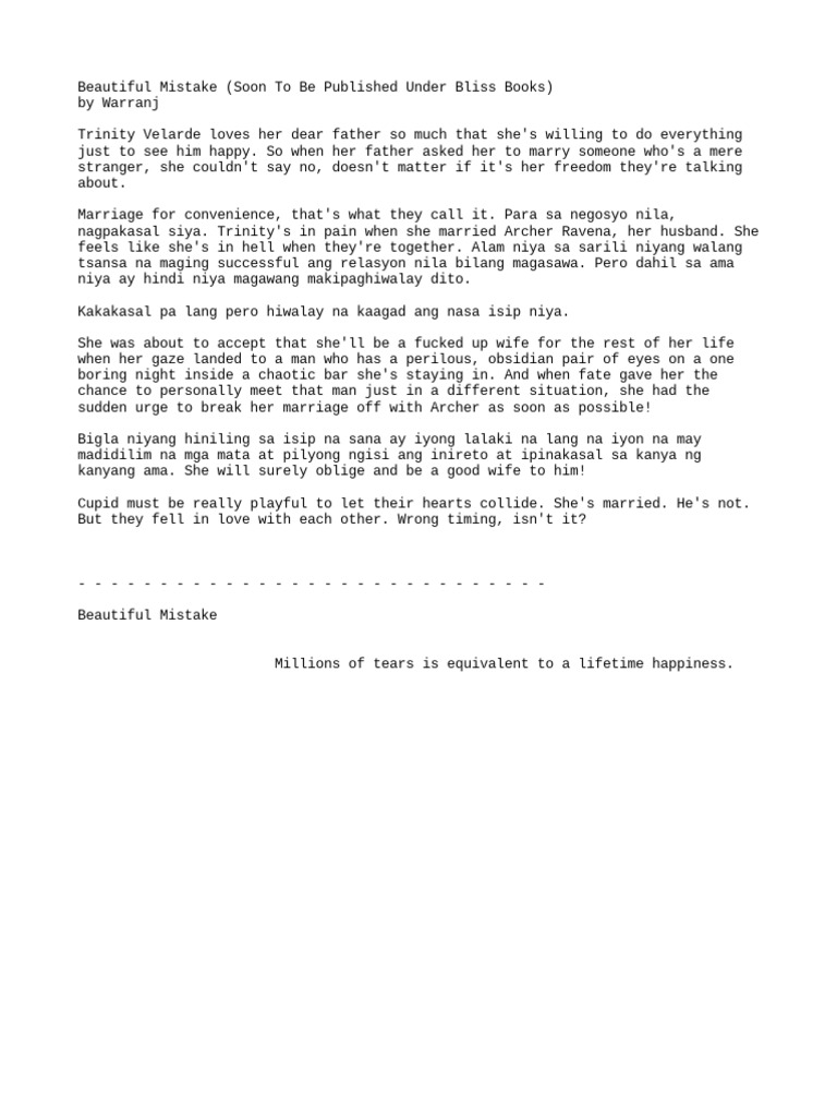 Beautiful Mistake by W | PDF