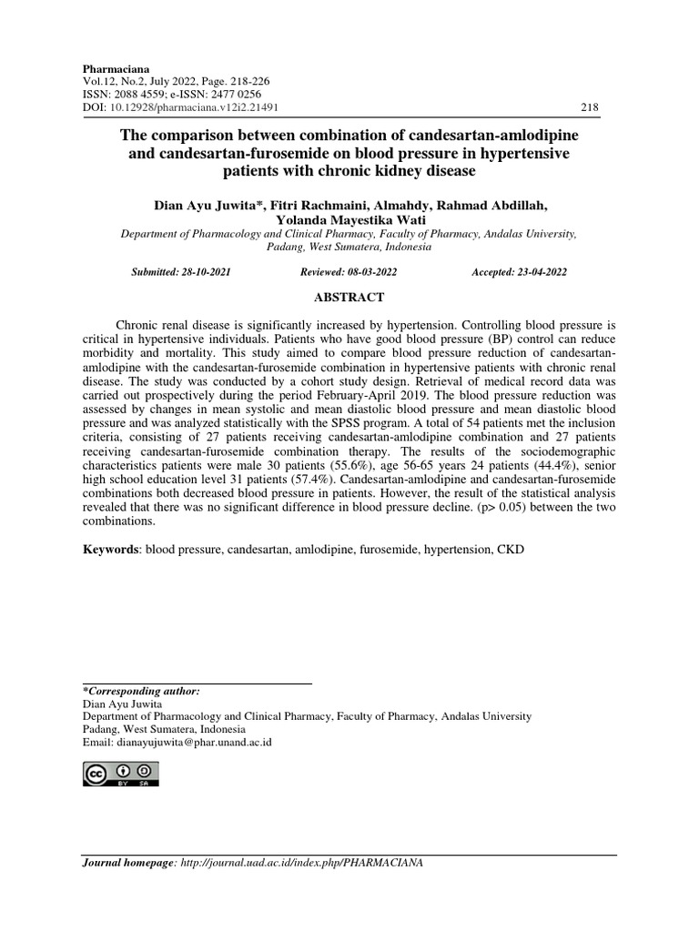The Comparison Between Combination of Candesartan-Amlodipine and