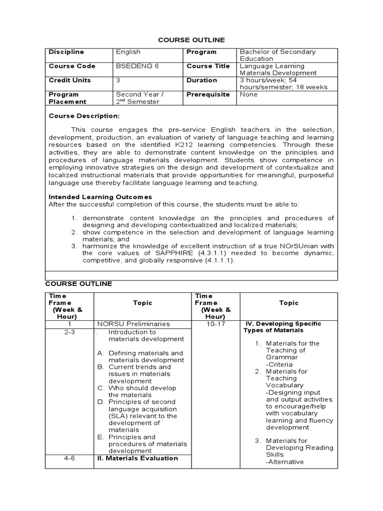 Language Materials Development Course | PDF