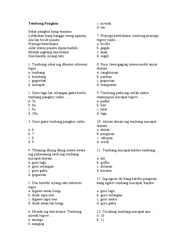 Tembang Pangkur PDF