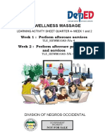 Tle-Wellness Massage: Week 1: Perform Aftercare Services Week 2: Perform Aftercare Products and Services