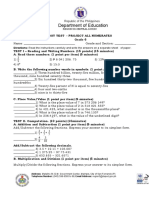 Assessment Tool Post Test PROJECT ALL NUMERATES Grade 6 1