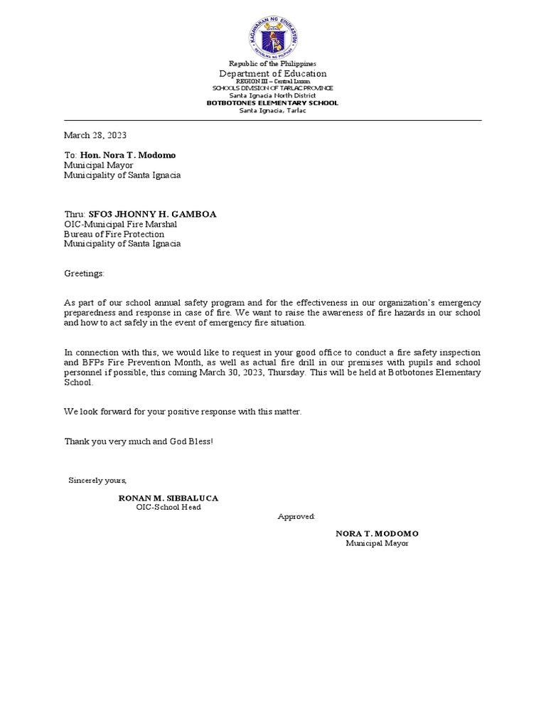Request Letter Fire Department | PDF
