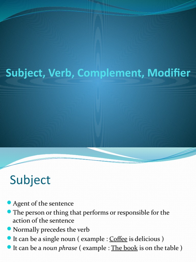 Sentence Structure: Subject, Verb, Complement | PDF