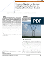 Derivation of Equations For Conductor and Sag Curves of An Overhead Line Based On A Given Catenary Constant