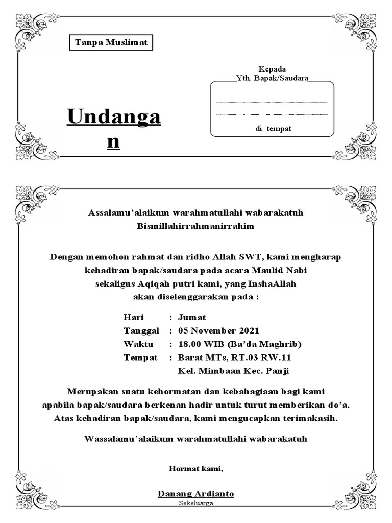 Contoh Undangan Aqiqah | PDF