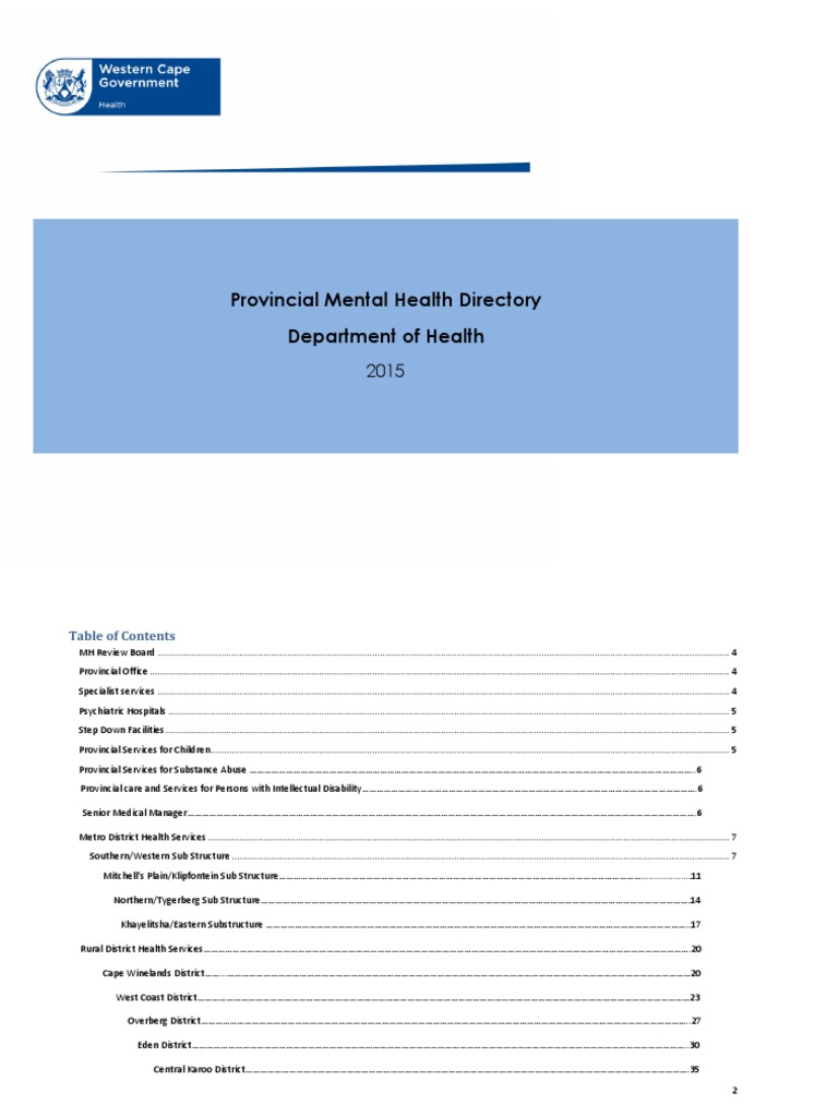 DoH Mental Health Resource Directory 2015 | PDF