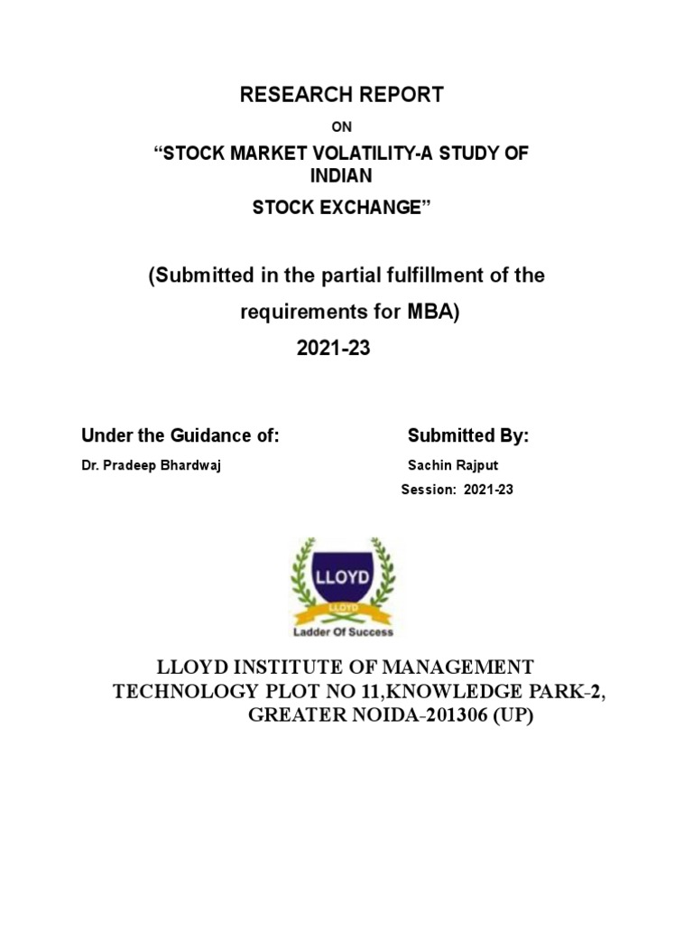 Stock Market Volatility in India | PDF | Investment Fund | Investing