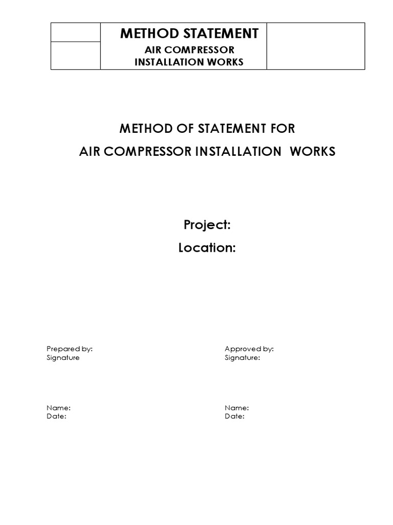 Air Compressor Installation Method Statement | PDF