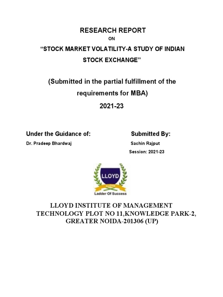 Research On Indian Stock Exchange | PDF | Investment Fund | Investing