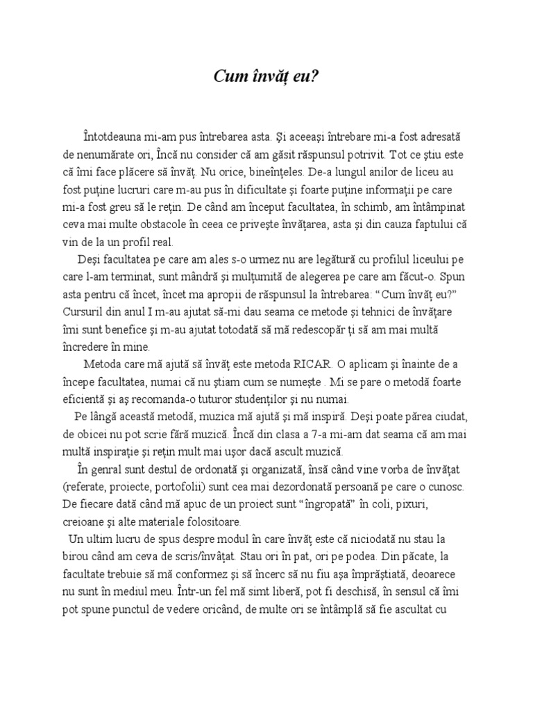 Cum Învăţ Eu? | PDF