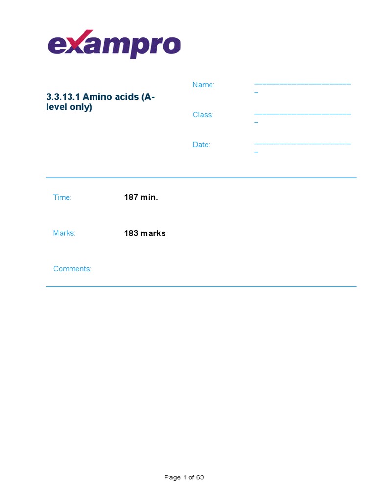 3.3.13.1 Amino Acids (A-Level Only) | PDF | Amino Acid | Acid