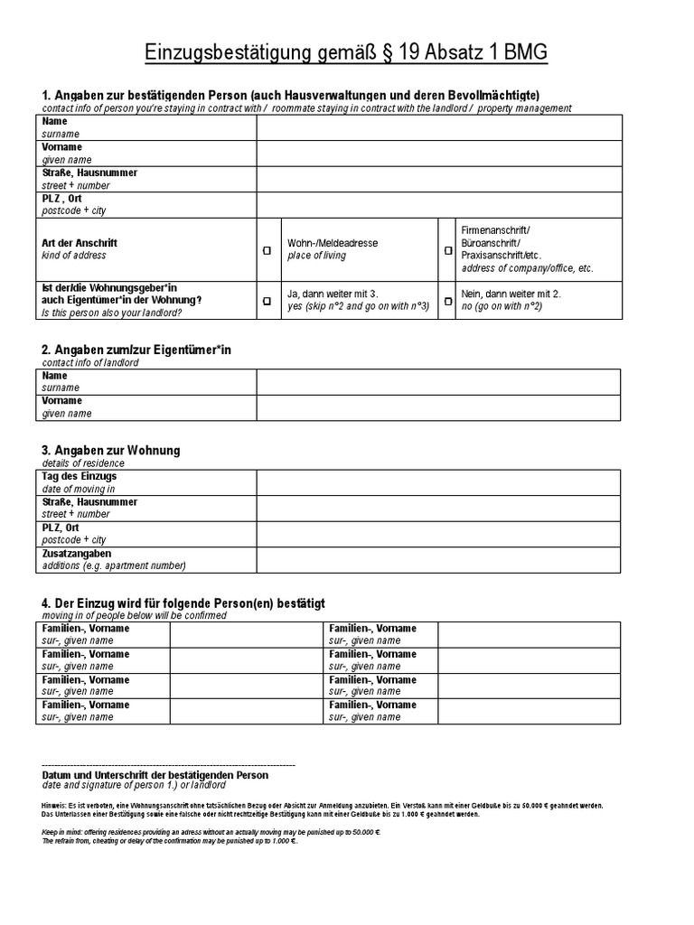 Wohnungsgeberbestätigung PDF PDF