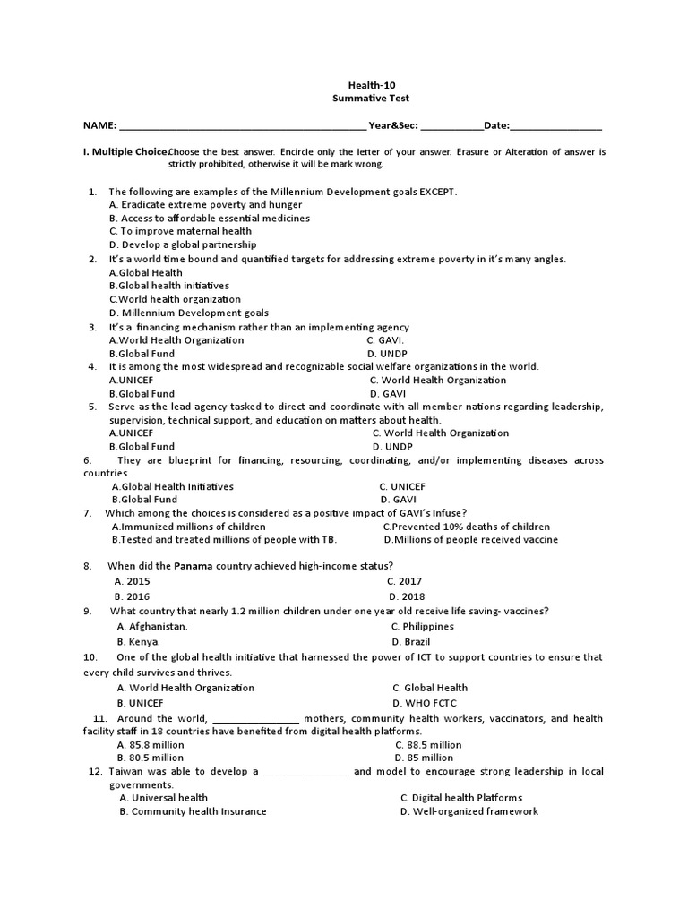Test Paper (Final-10) | PDF