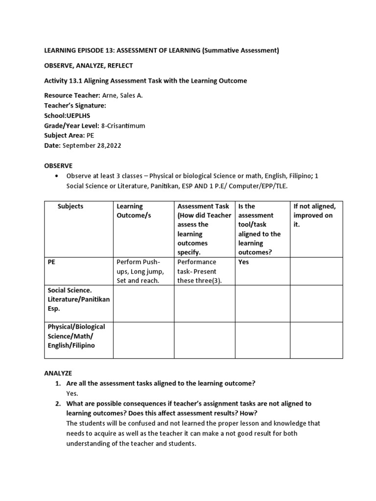 FS1 Episode 13: Aligning Assessments | PDF