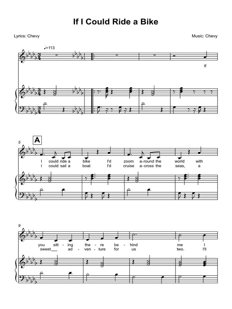 If I Could Ride A Bike Updated Key Score PDF | PDF