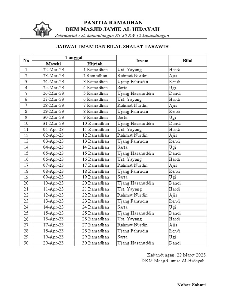 jadwal tarawih.pdf PDF