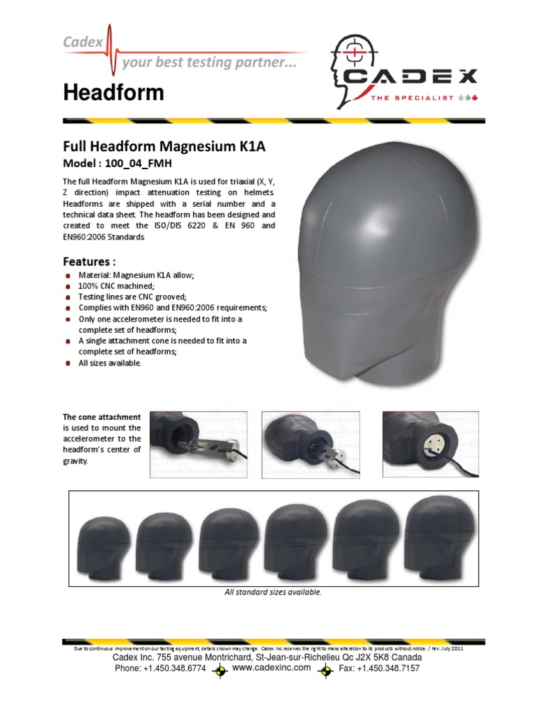 EN 960 Compliant Headform Specifications | PDF