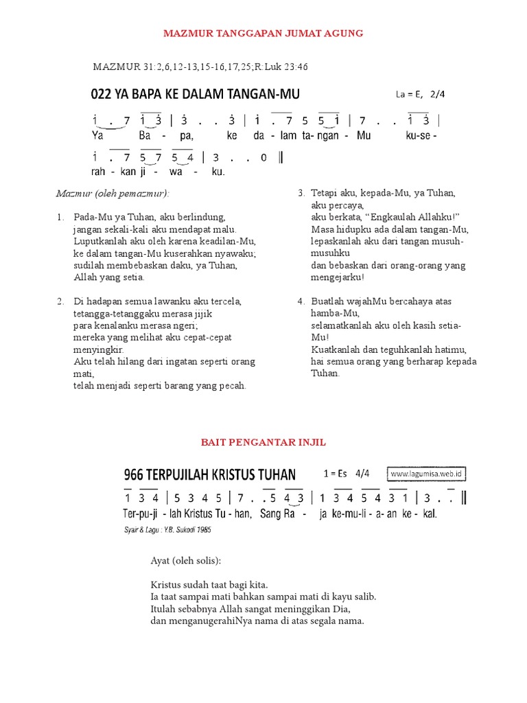Mazmur Tanggapan Jumat Agung PDF | PDF