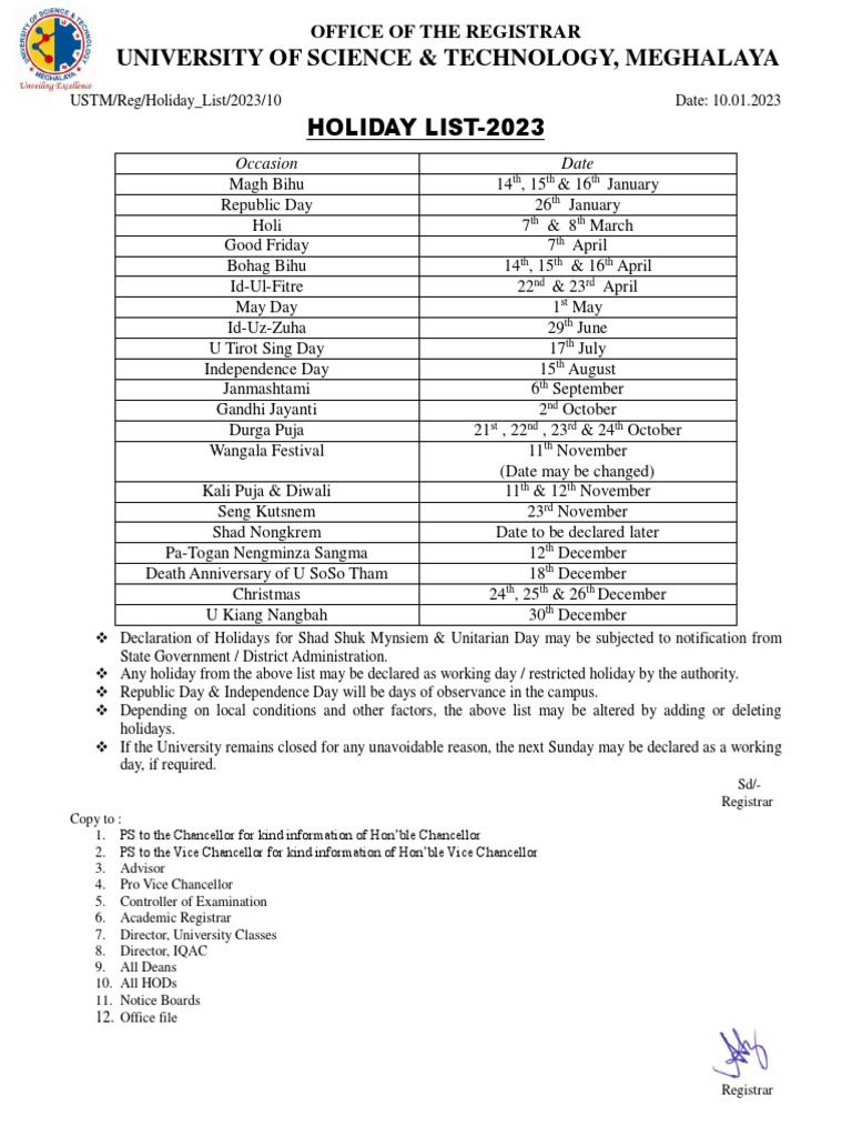 Holiday List 2023 PDF PDF Observances Public Holiday