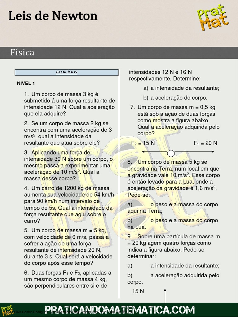 Exercícios sobre Leis de Newton | PDF