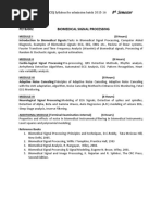 8 Semester: PET8J002 Biomedical Signal Processing