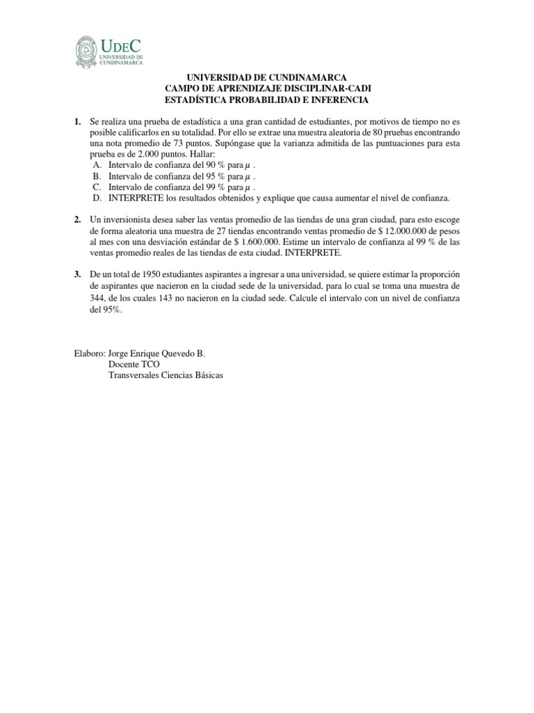 Taller 1 Intervalos Pdf Pdf