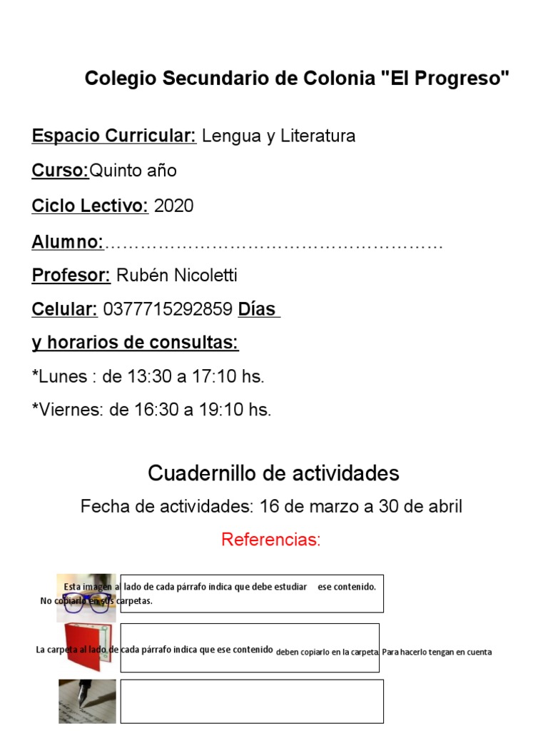 01 - Cuadernillo de Actividades Lengua y Lit | PDF