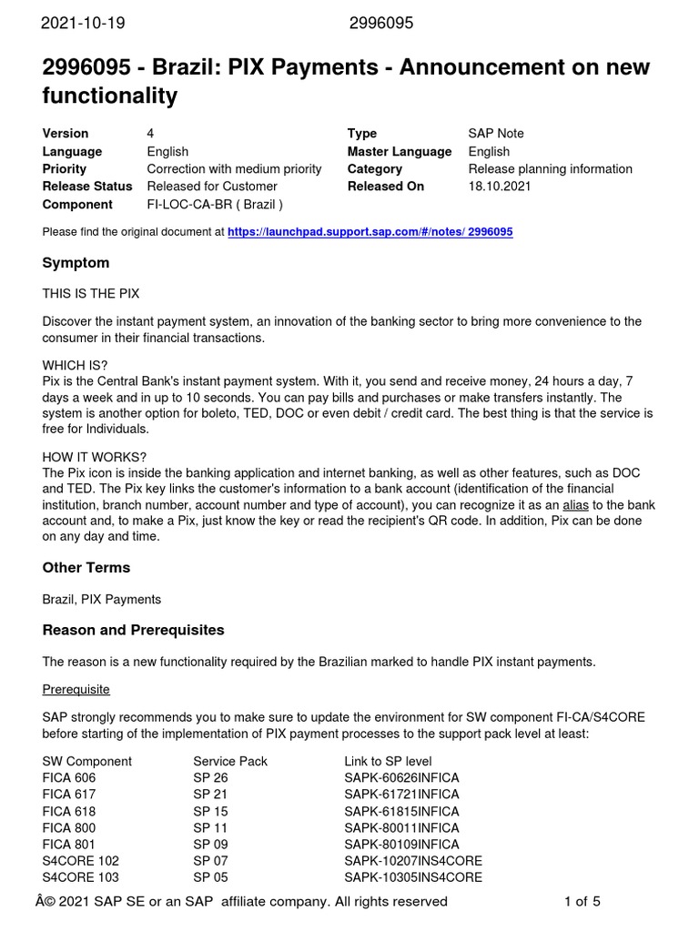 Brazil PIX Payments - Announcement On New Functionality PDF | PDF | Qr ...