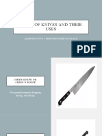 TYPES OF KNIVES AND THEIR USES Report
