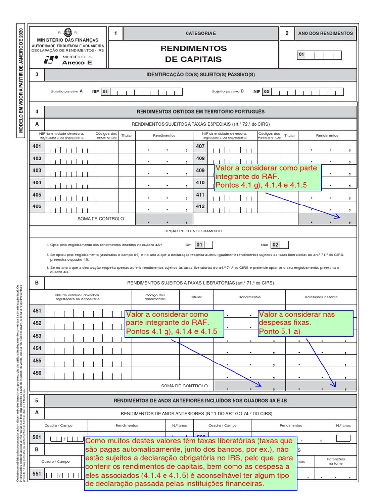 Declaração de Rendimentos - Modelo 3 IRS | PDF | Economias | Dinheiro