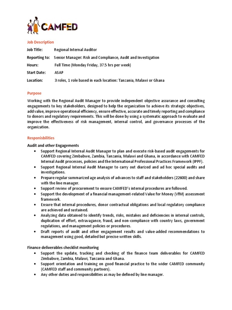 Internal Auditing Job Description