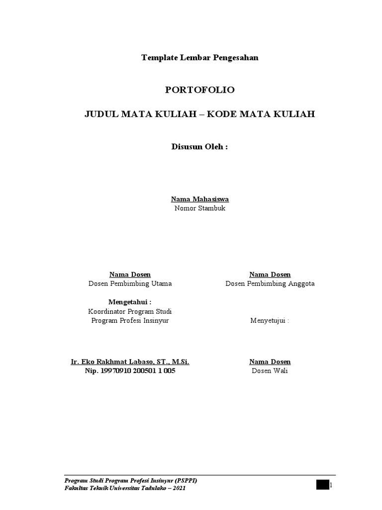 Template Lembar Pengesahan Proyek Akhir PDF