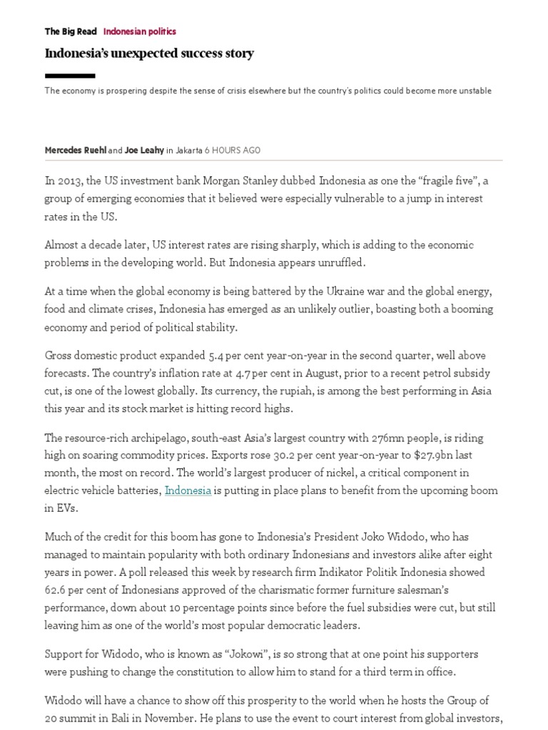 Indonesia's Unexpected Success Story FT PDF