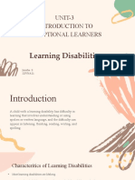 UNIT-3 Introduction To Exceptional Learners: Learning Disabilities