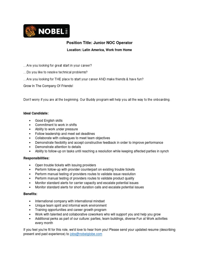 Junior NOC Operator PDF