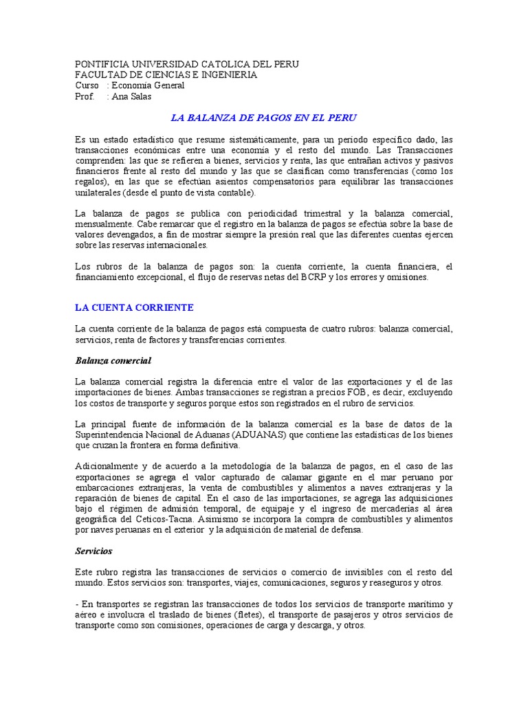 Análisis de la Balanza de Pagos en Perú | PDF | Balance de pagos ...