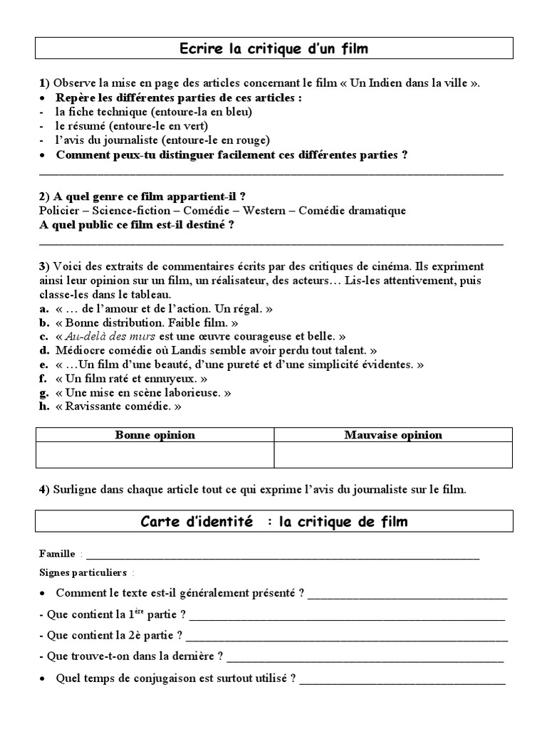 Rédiger une critique de film efficace | PDF