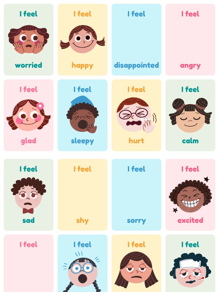 Emotions Simple Illustration Flashcard PDF PDF