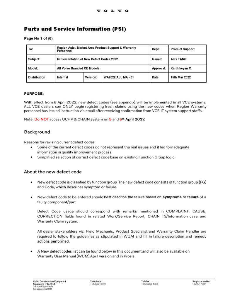 New Volvo Defect Codes 2022 Guide | PDF | Pipe (Fluid Conveyance ...