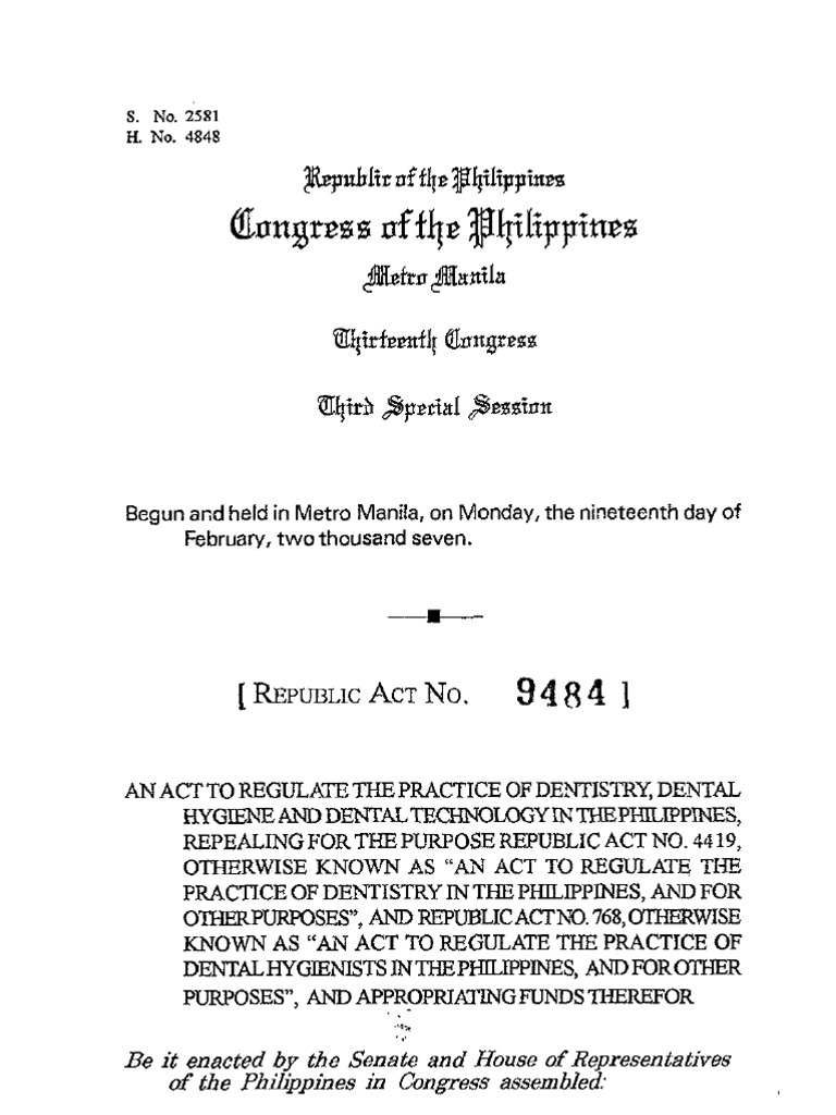 Philippine Dental Act of 2007 | PDF | Dental Hygienist | Dentist