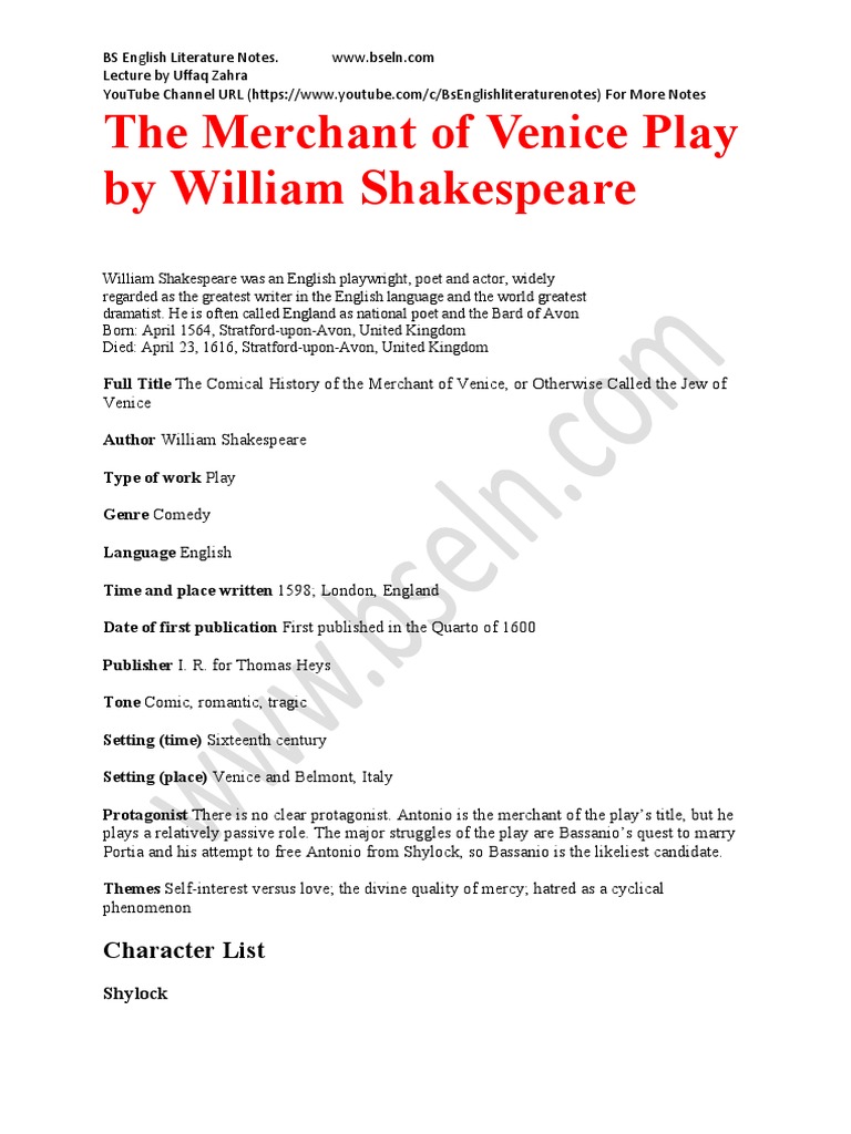 The Merchant of Venice | PDF | The Merchant Of Venice | Shylock