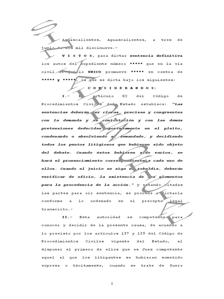 Sentencia de Nulidad de Juicio Concluido | PDF